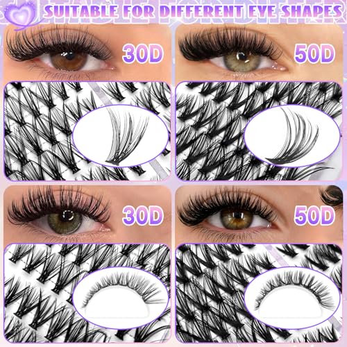 Holipet 432 Pcs DIY Lash Clusters Kit Wispy D Curl Extension Set