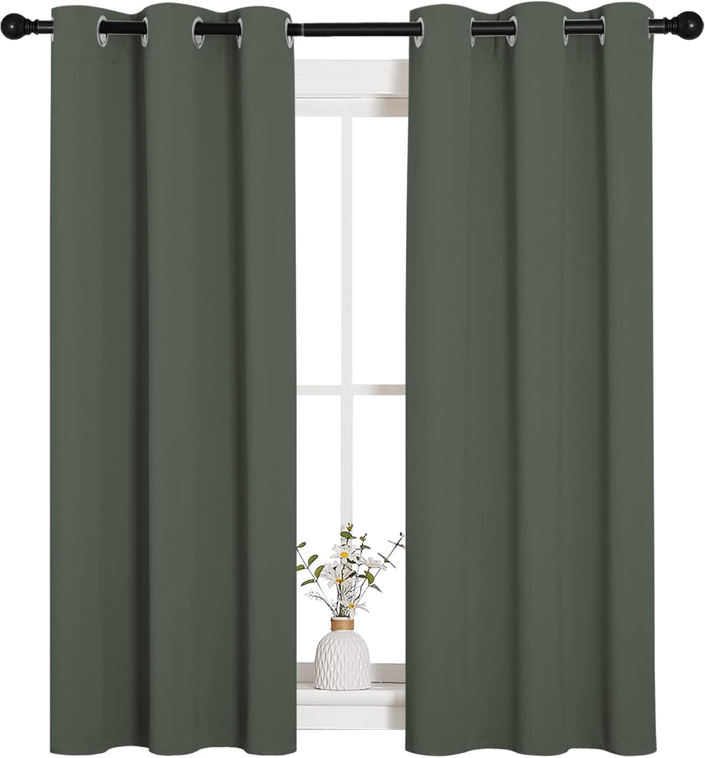 NICETOWN Blackout Curtains - Thermal Insulated Grommet Drapes for Kids Room | Dark Mallard, Set of 2 (34x54")