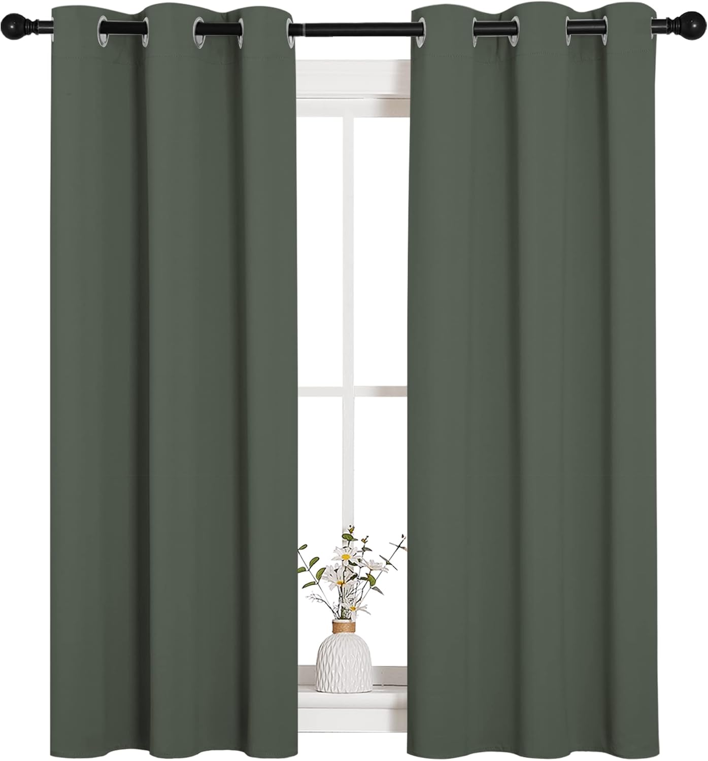 NICETOWN Blackout Curtains - Thermal Insulated Grommet Drapes for Kids Room | Dark Mallard, Set of 2 (34x54")