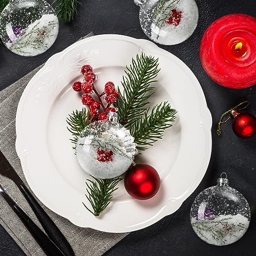 24 Clear Glass Christmas Ornaments - DIY Holiday Tree Decorations 3.15 Inch