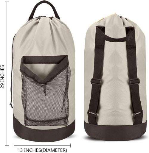 Dalykate Laundry Backpack - 115L Large Hamper with Shoulder Straps & Drawstring Closure | Khaki