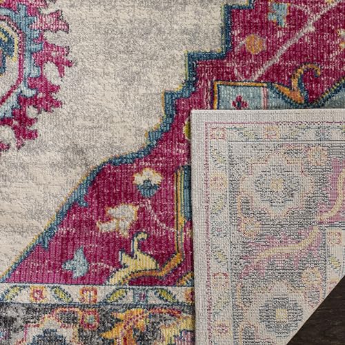 SAFAVIEH Merlot Collection 2' x 8' Cream Multi MER108A Boho Chic Medallion Distressed Runner Rug