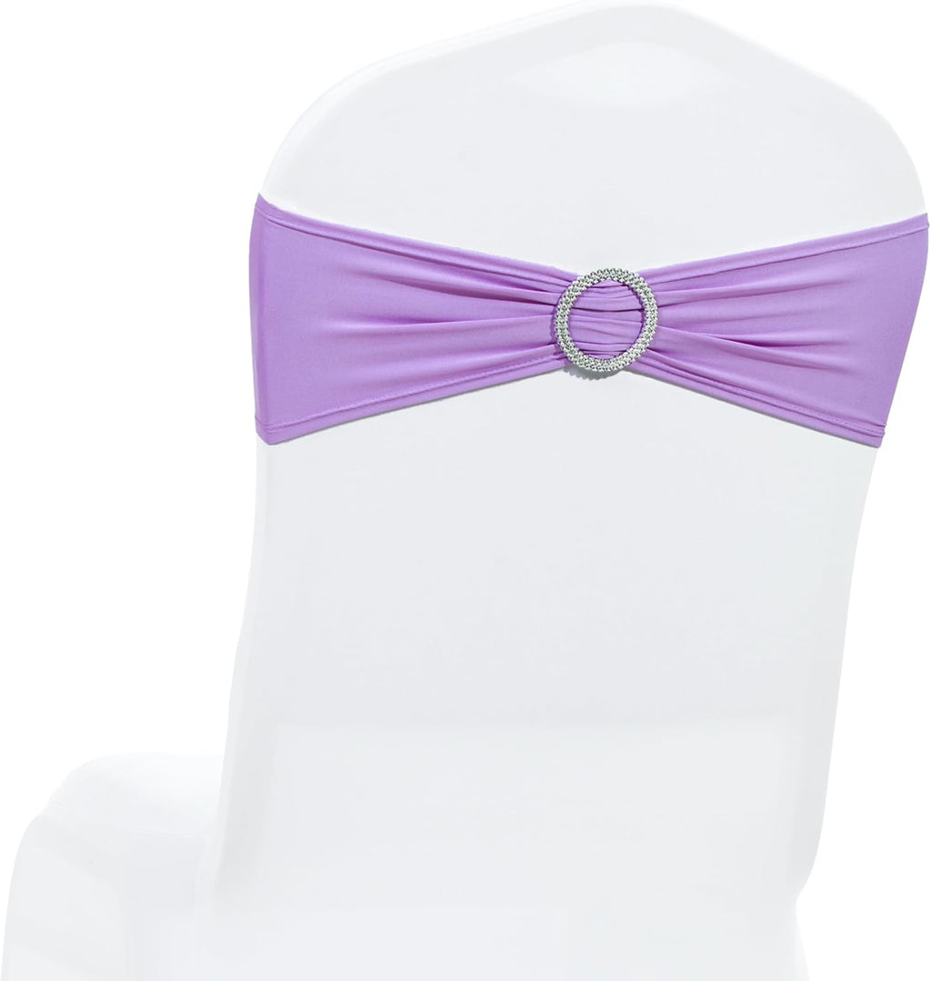 MDS Spandex Chair Sashes - Universal Elastic Stretch Bows with Buckle Slider for Wedding Decor | Lavender, Pack of 125