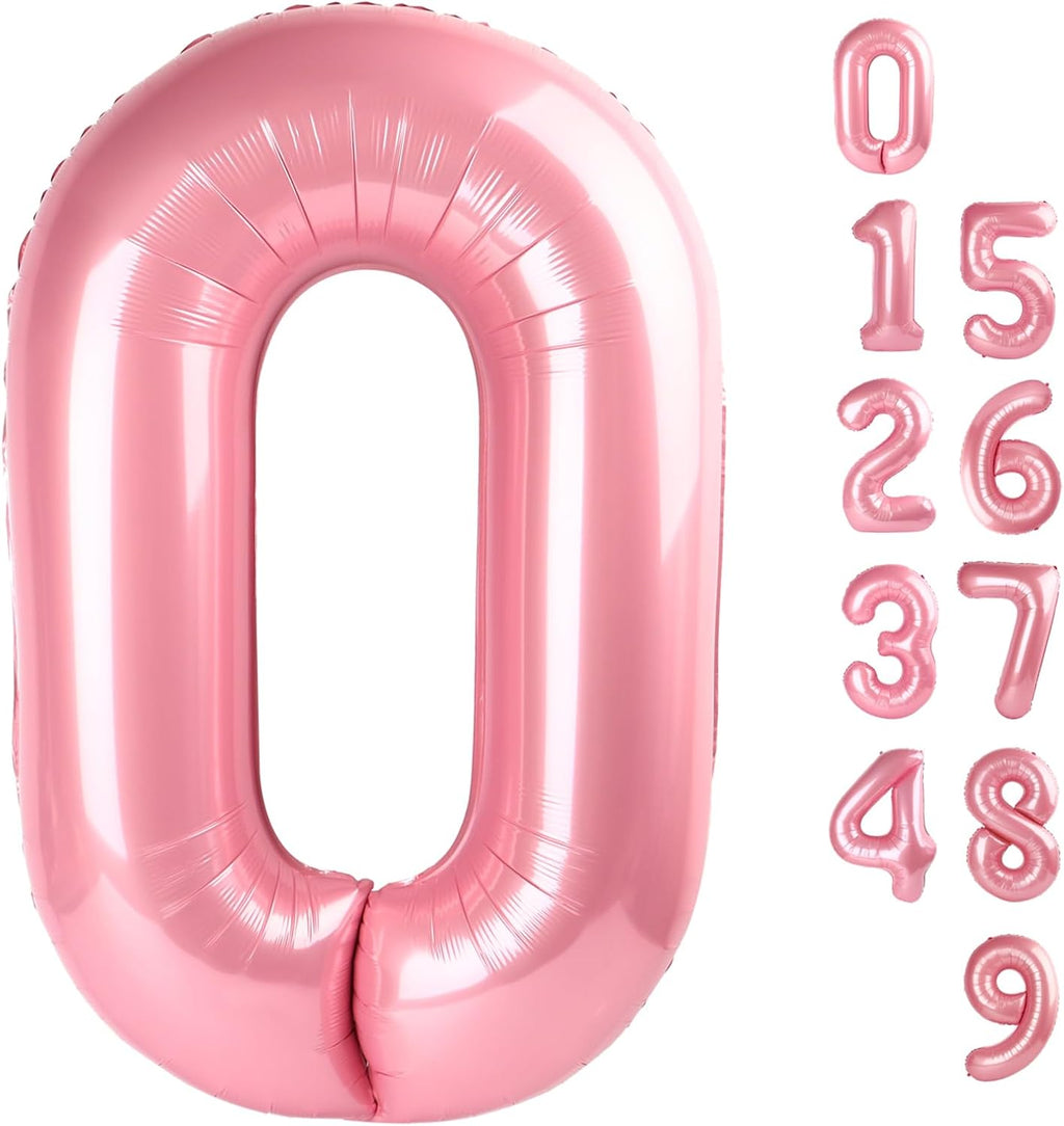 Number 0 Balloons - 40 Inch Pastel Pink Birthday Decorations for Milestone Events & Baby Showers