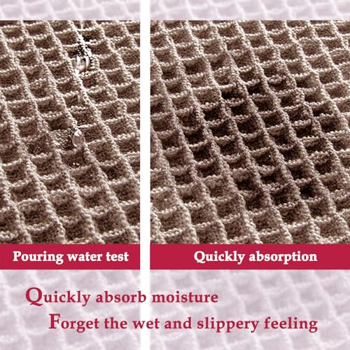 ZALL Brown Waffle Bath Mat 17x24 Inch Non Slip Absorbent Bathroom Rug