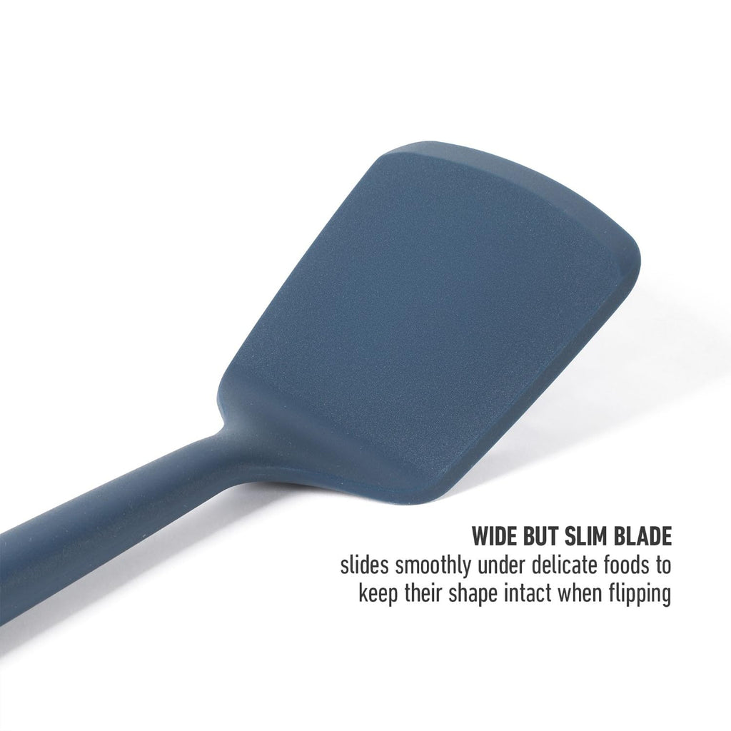 Calphalon Edge Silicone Turner, Flexible Silicone Cooking Spatula with Reinforced Core, Heat-Resistant Nonstick-Safe Turner for Flipping & Cooking, Navy