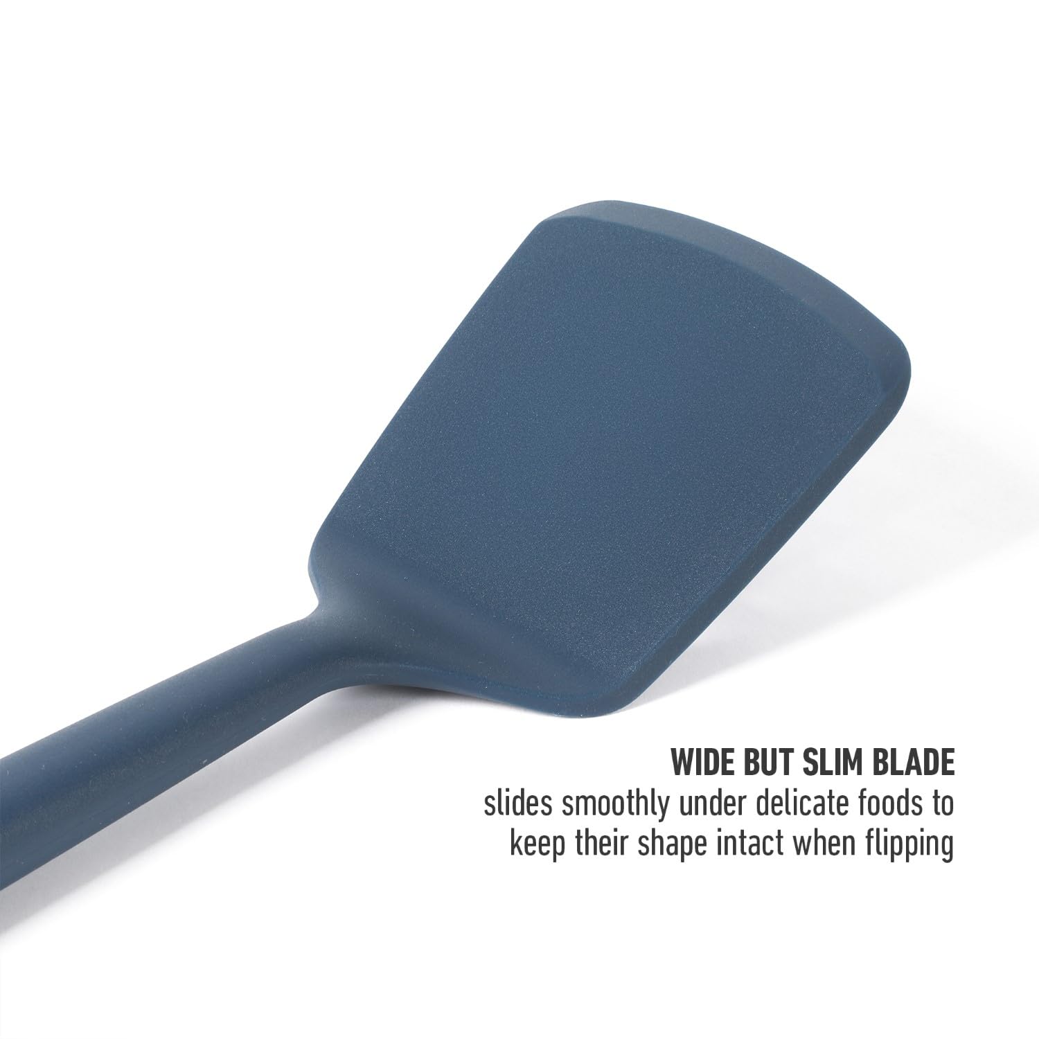 Calphalon Edge Silicone Turner, Flexible Silicone Cooking Spatula with Reinforced Core, Heat-Resistant Nonstick-Safe Turner for Flipping & Cooking, Navy
