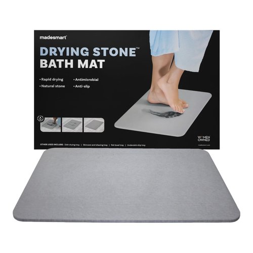 Madesmart Stone Bath Mat Diatomaceous Earth Shower Mat Non-Slip Super Absorbent Diatomite Stone Bath Mats for Bathroom Floor Quick Drying Natural Easy to Clean (24", 16")