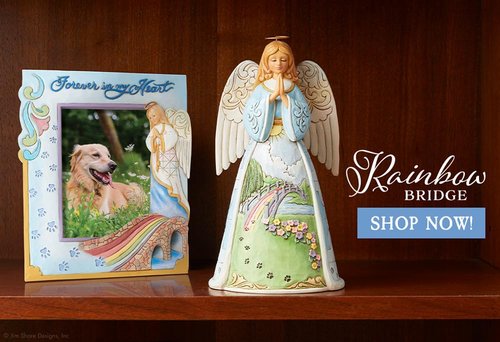 Enesco Jim Shore Heartwood Creek Rainbow Bridge Pet Bereavement Angel Figurine- Stone Resin Hand Crafted Painted Collectible Decorative Figurines Home Decor Pet Memorial Statue, 9.7 Inch