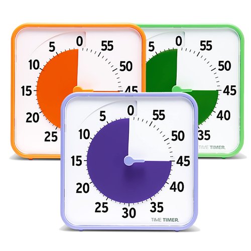 Time Timer 8 Inch Learning Center Classroom Set — 60 Minute Visual Timer for Kids with Dry Erase Activity Cards for Kids Classroom, Learning Centers and Teachers Desk Clock, Secondary (3-Pack)