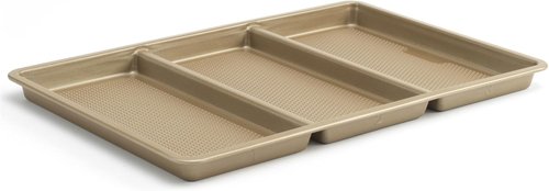 GoodCook Non-Stick Divided Sheet Pan - 3-in-1 Textured Baking Dish | 11 x 17-Inch Carbon Steel for Meal Prep