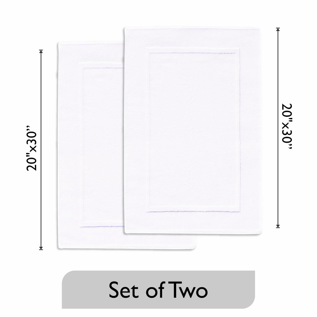 voyzz home Premium Bath Mat Floor Towel Set, Pack of 2 Super Soft & Absorbent Luxury Cotton Towels Hotel, Spa, Shower & Bathroom Tub Floor Mats Machine Washable (20"x30" Inch) White