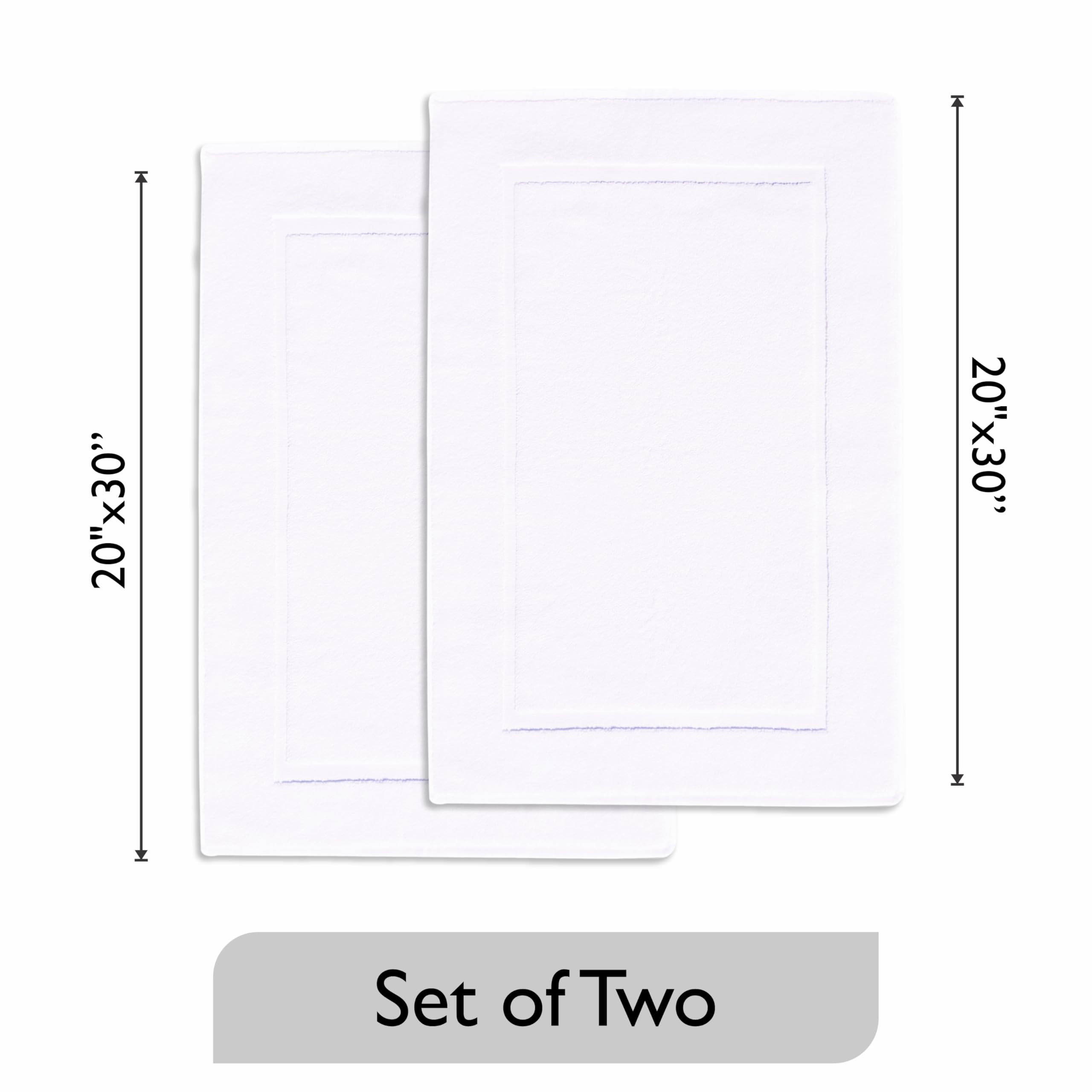 voyzz home Premium Bath Mat Floor Towel Set, Pack of 2 Super Soft & Absorbent Luxury Cotton Towels Hotel, Spa, Shower & Bathroom Tub Floor Mats Machine Washable (20"x30" Inch) White