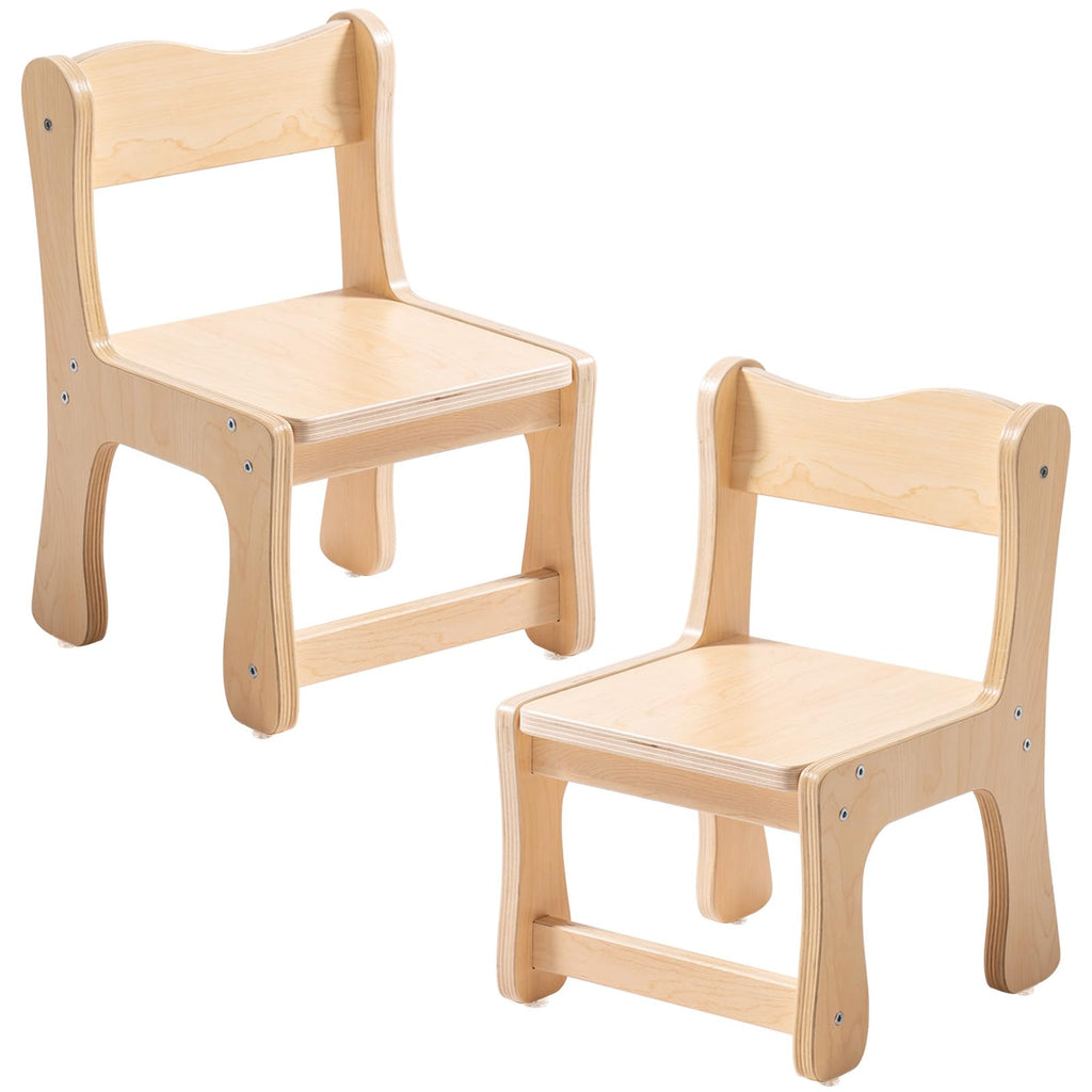 ROBOTIME Kids Wooden Chairs, 2-PCS Toddler Chairs for Table for Playroom, Children's Wooden Playroom Furniture, Kids Furniture for Eating, Reading, Playing