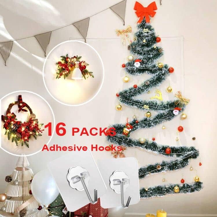 ZESLMG Heavy-Duty Adhesive Wall Hooks - 16 Pack Clear Self-Sticky, Removable for Towel, Key, Coat, and More
