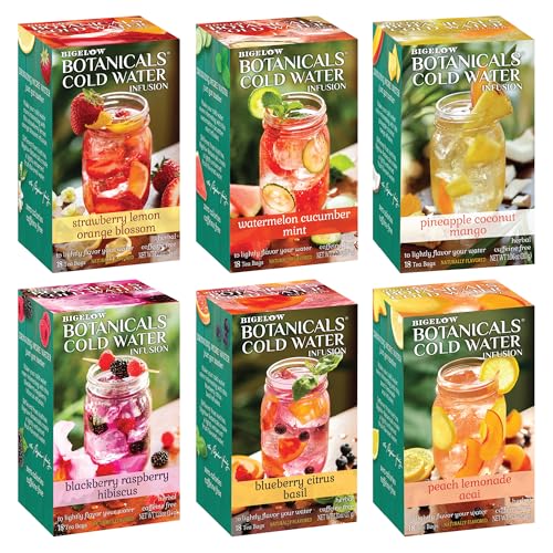 Bigelow Tea Botanicals Cold Water Infusion Variety Pack - Pack of 6, 18 Count Each