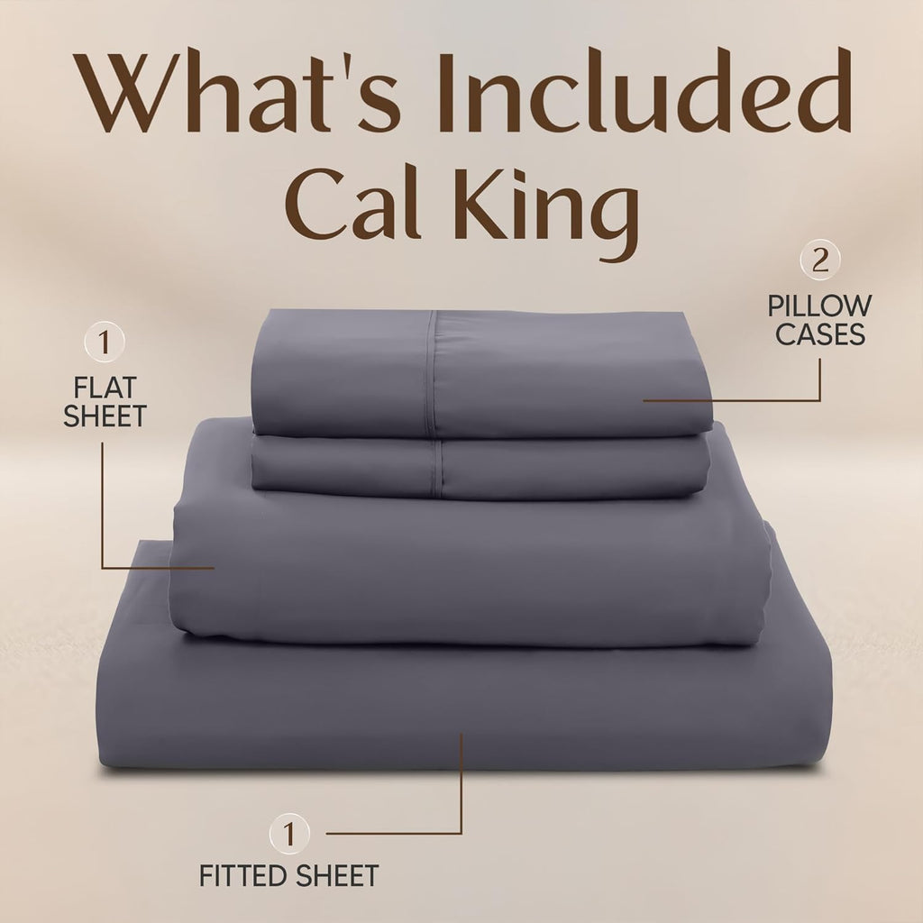 Utopia Bedding California King Sheet Set - Soft, Breathable Microfiber, 4-Piece in Grey | Oeko-Tex Certified