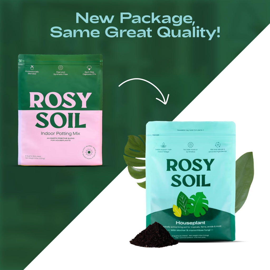 Rosy Soil Indoor Potting Soil - Organic Mix Enriched with Biochar for Healthy House Plants | Peat-Free, 4qt