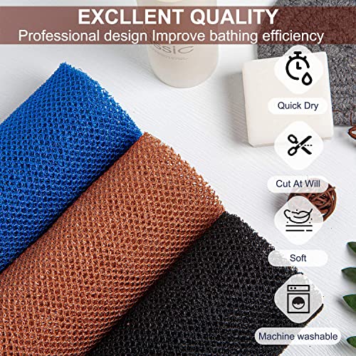 TUZIER African Exfoliating Net Sponge 3-Pack Long Body Scrubber