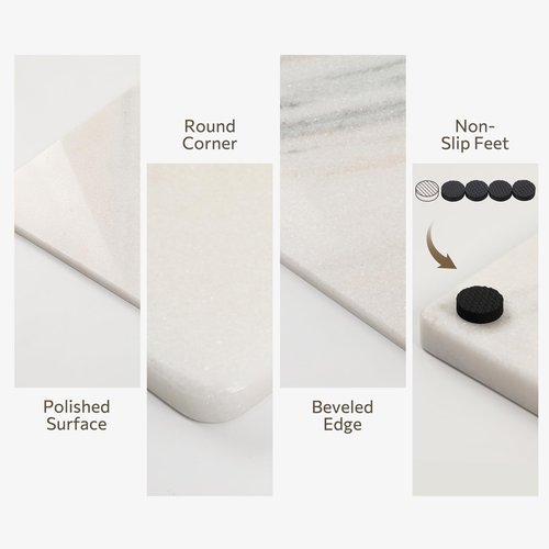 Faticdorr Marble Cutting Board, 16 x 20 Inch Marble Slab, Pastry Board With Non-Slip Feet For Baking, Cheese, Chocolate, Gifts For Housewarm, Aura Calacatta
