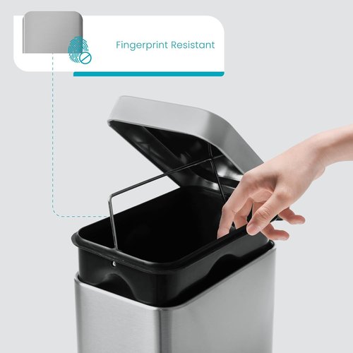 Home Zone Living 1.3 Gallon Stainless Steel Bathroom Trash Can - Slim Design with Lid & Step Pedal, Silver