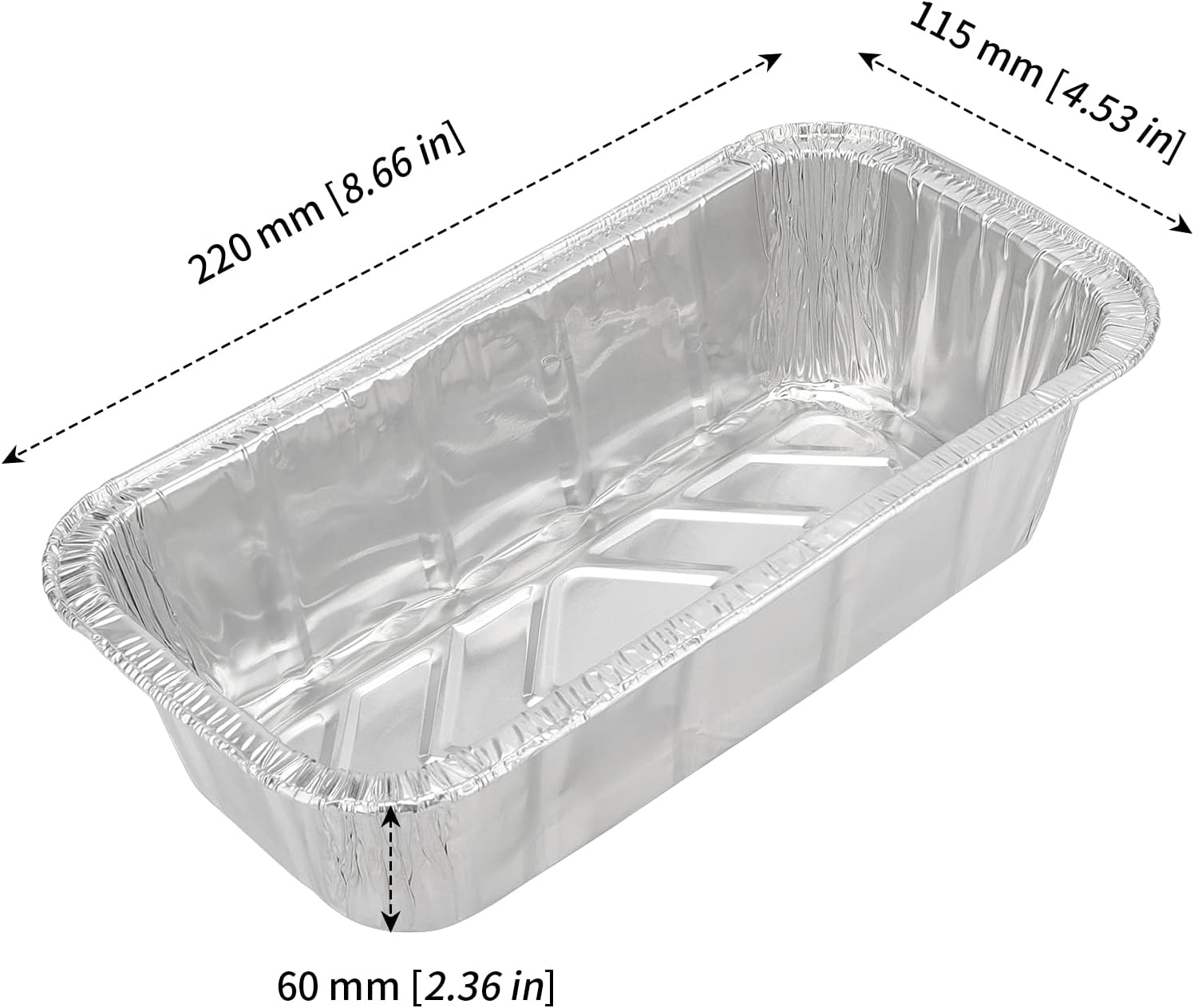 MANCHAP Foil Bread Baking Pans - 100 Pack Aluminum Trays for Food Storage | 8.6 x 4.5 x 2.4 Inch Silver
