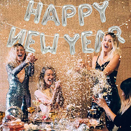 TONIFUL Happy New Year Balloons - 16 Inch Mylar Foil Banner for 2025