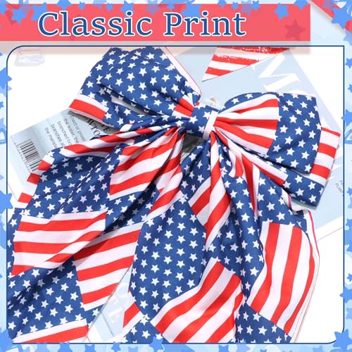 American Flag Hair Bow Clip - Red White Blue Patriotic Hair Accessory