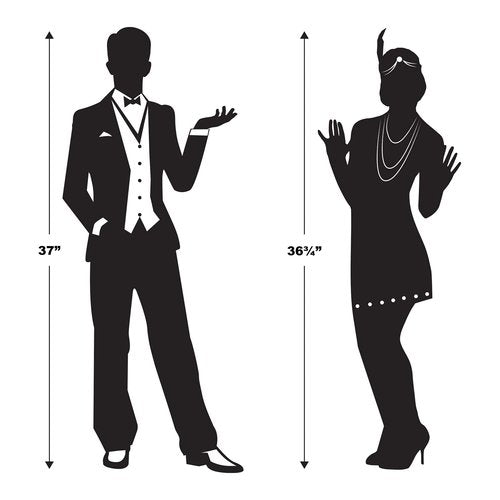 Beistle 6-Piece Roaring 20's Cutouts, Great Gatsby Party Decorations, 20's Theme Décor, Swing Dancer Speakeasy Party Supplies, 37"
