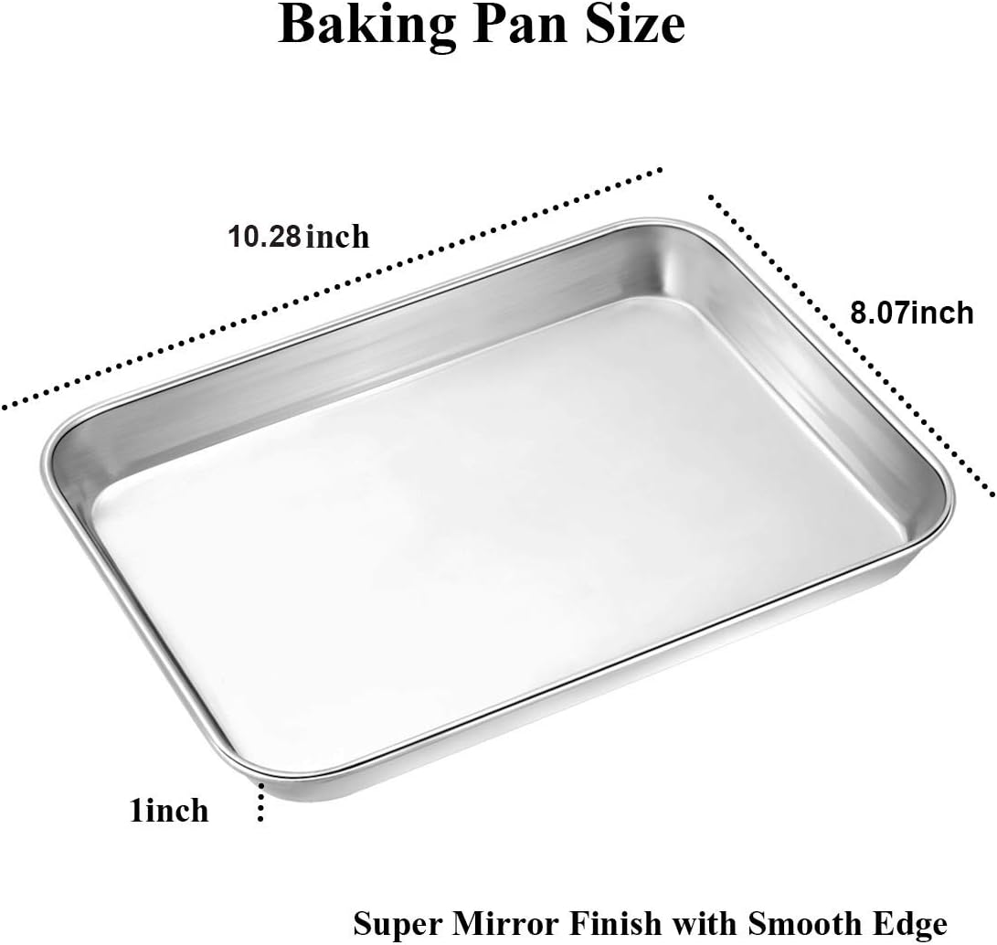 Wildone Baking Sheet Set - Stainless Steel Cookie Sheet with Silicone Mats | 4-Piece, 10 x 8 x 1 Inch, Non-Toxic & Easy Clean