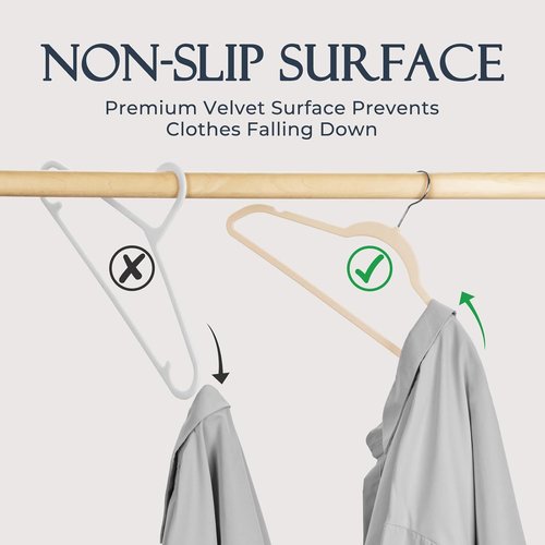 HOUSE DAY Velvet Hangers - 60 Pack Non-Slip Heavy Duty Felt Hangers for Coats | Premium Slim Design with 360° Rotating Hook