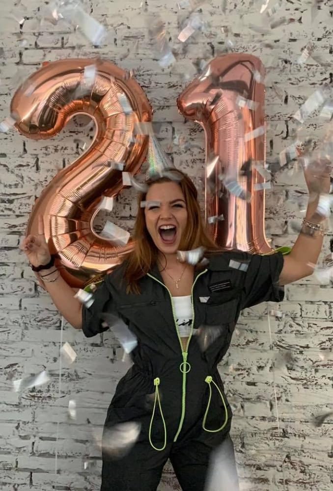 Rose Gold Number Balloons by [Brand Name] - 40 Inch Large Birthday Decorations for 12 & 21 Year Celebrations