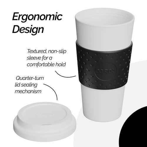Copco Acadia 16oz Travel Mug - Double-Wall Insulated Tumbler, Non-Slip Sleeve & BPA-Free - Microwave & Dishwasher Safe, Reusable Plastic Coffee Mug for Office & Travel (Black)
