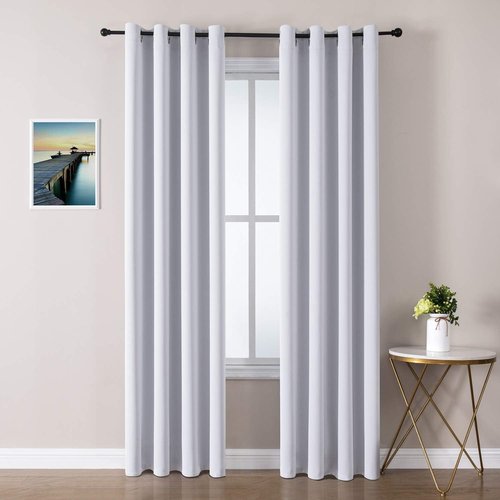 ChrisDowa Room Darkening Curtains - 90-Inch Thermal Insulated Blackout Panels Set | Greyish White, 2 Panels
