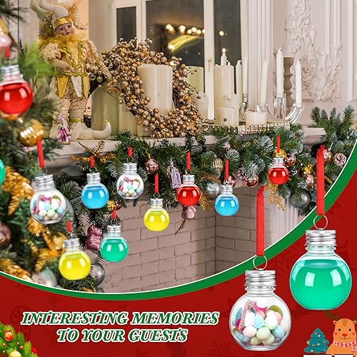 Round Silver Christmas Booze Ornament Balls - 150 Pcs Fillable Plastic Holiday Decorations