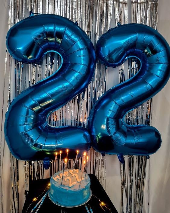 Metallic Blue Number 7 Balloon - 40 Inch Giant Foil Balloon for 7th Birthday Party Decorations