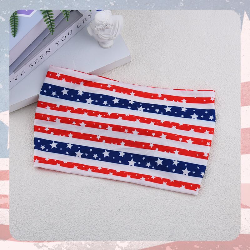 Fourth of July Knotted Headband Red White Blue Hair Bandana for Women