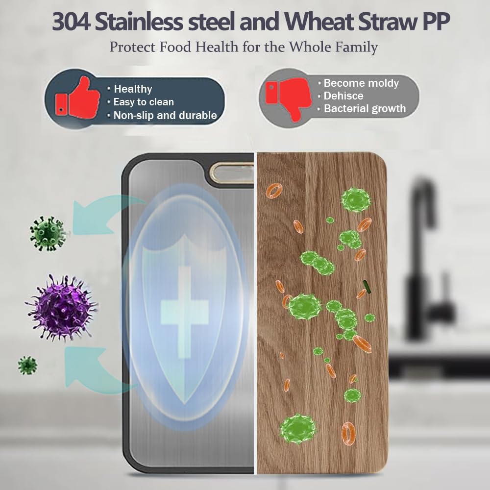 304 Stainless Steel Cutting Board by [Brand Name] - Non-Slip, Easy to Clean, Dishwasher Safe | 16 x 11 In