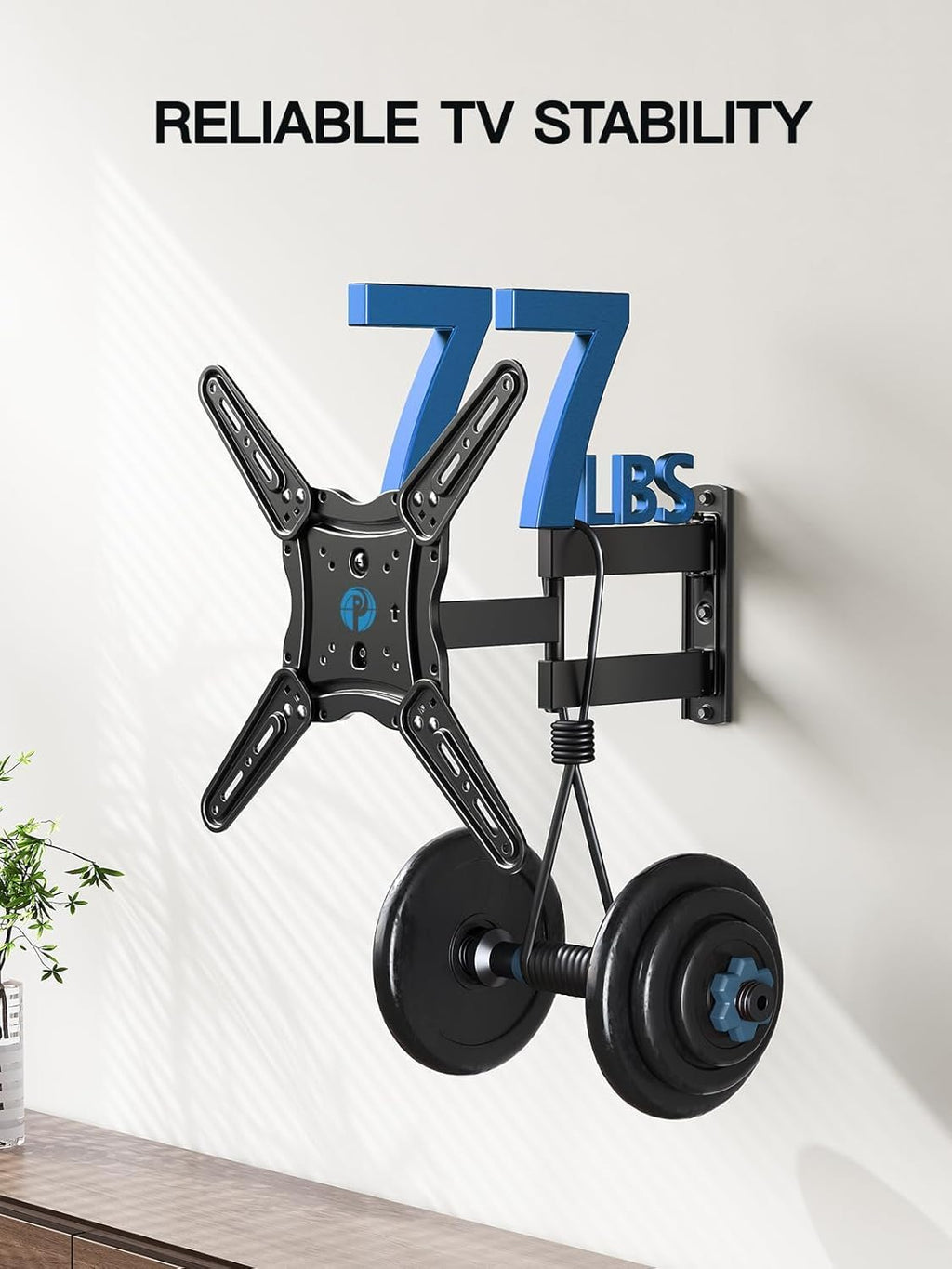 Pipishell Full Motion TV Wall Mount - Articulating Arms for 26-65 Inch TVs | Max VESA 400x400mm, 77 lbs Capacity