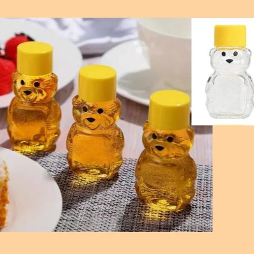 Cufarys 6 Pack Honey Bear Bottle 2oz Bear Shape Clear Empty Honey Bottles Honey Jar with Screw Lid,Plastic Mini Honey Jars Party Favors for Storing and Dispensing (6)