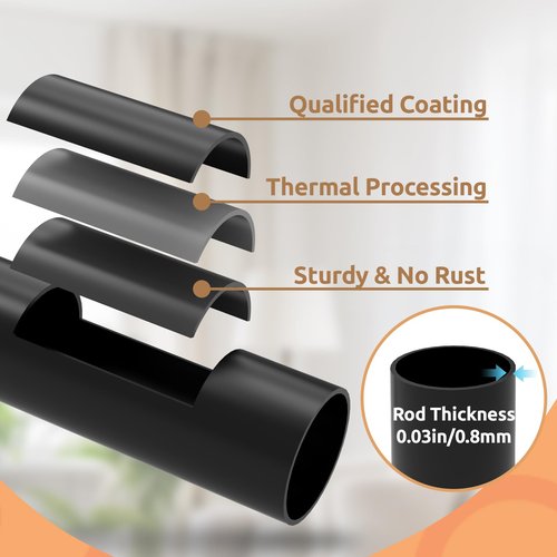 Outdoor Curtain Rods for Patio, Extra Long Rod (32 to 240 Inch) – Heavy Duty Curtain Rod, Adjustable Wall & Ceiling Mount, Matte Black Room Divider, For 1 Large Window or 2 Windows,5 Holders