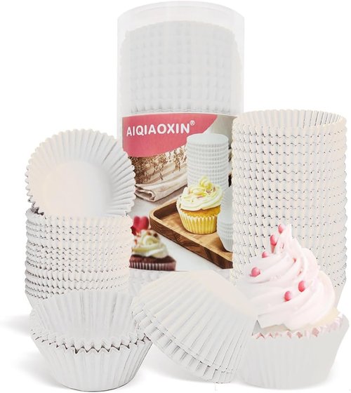 Bake Choice White Cupcake Liners - 500 Pcs Non-Stick, Greaseproof Baking Wrappers for Muffins