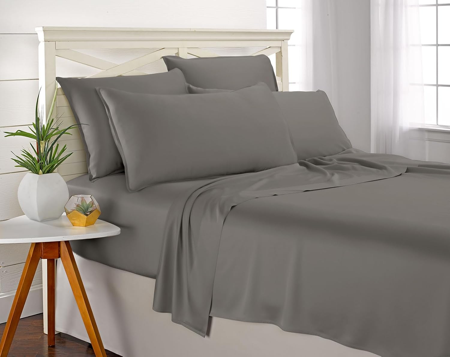 Pure Bamboo Full Sheets - Luxuriously Soft 100% Organic Viscose Bed Sheet Set | Cooling & Durable (Full, Graphite)