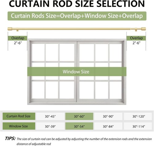Gold Adjustable Curtain Rods by [Brand Name] - 5/8” Diameter, 30-60 Inch for Small Windows | 2 Pack with Brackets