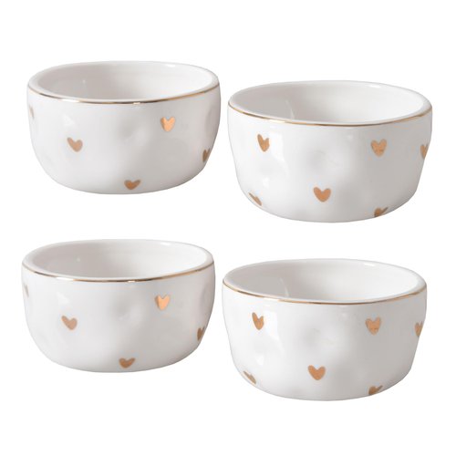Heart To Heart Set of 4 Snack Bowls, 3.75" x 3.75" x 2"