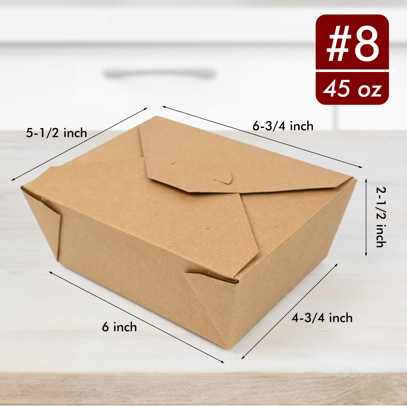 EcoDispose 45 oz Kraft Paper Pack of 80 Fold To Go Containers, Microwaveable Leak and Grease Proof Take Out Boxes for Lunch,Leftover and Restaurant