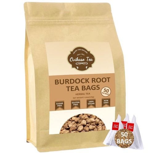 Ovikaso Tea, Burdock Root Tea Bags, 50 Pyramid Tea Bags, 2.5g/bag, Direct from Source, Aid in Digestion & Improving Liver Health, Herbal Tea