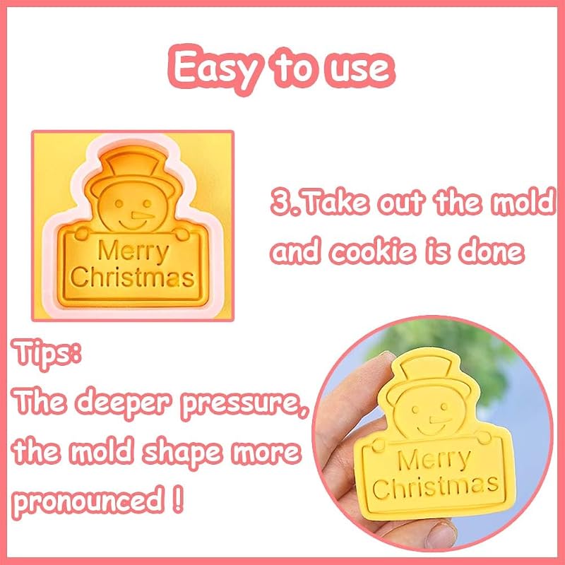 Mini Christmas Cookie Cutters Set - 8 Pcs Novelty Dough Stampers