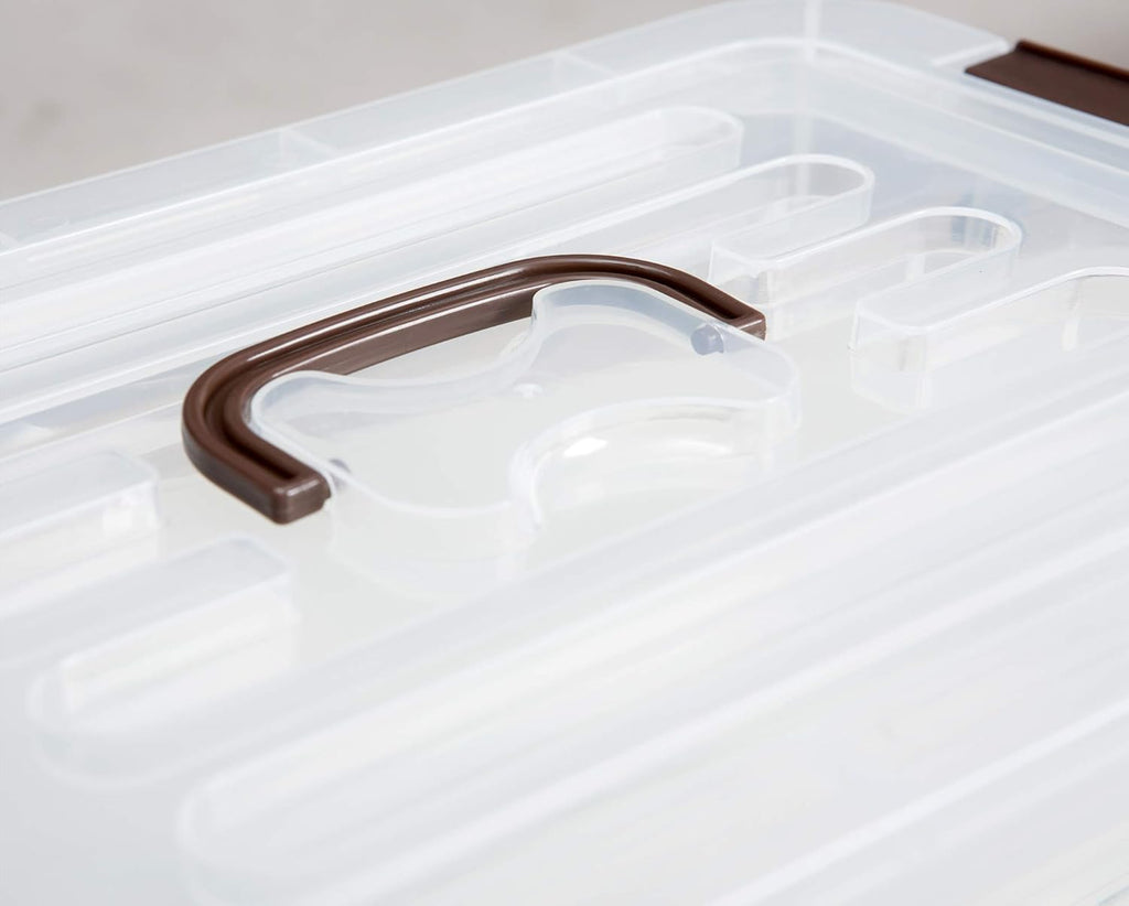 Skiennix 4-Pack Clear Plastic Storage Bins - Stackable Latching Boxes with Lids, 7 Quart Capacity