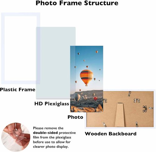 JCJMY 5x9 Picture Frame - White Wall Mount or Tabletop Display | Shatter-Resistant Plexiglass